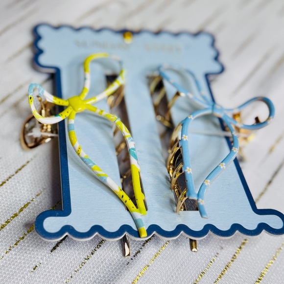 Floral Yellow and Blue Hair Claw Clips - Picture 2 of 5